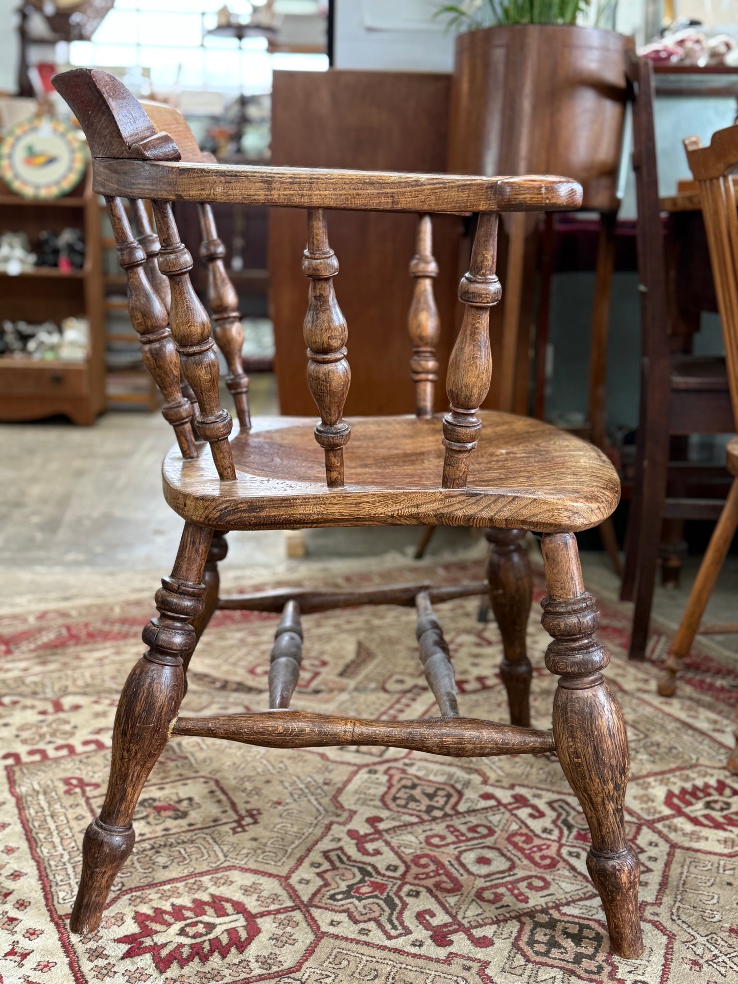 Antique Smoker Bow Captian’s Chair - Nathaniel’s Antiques