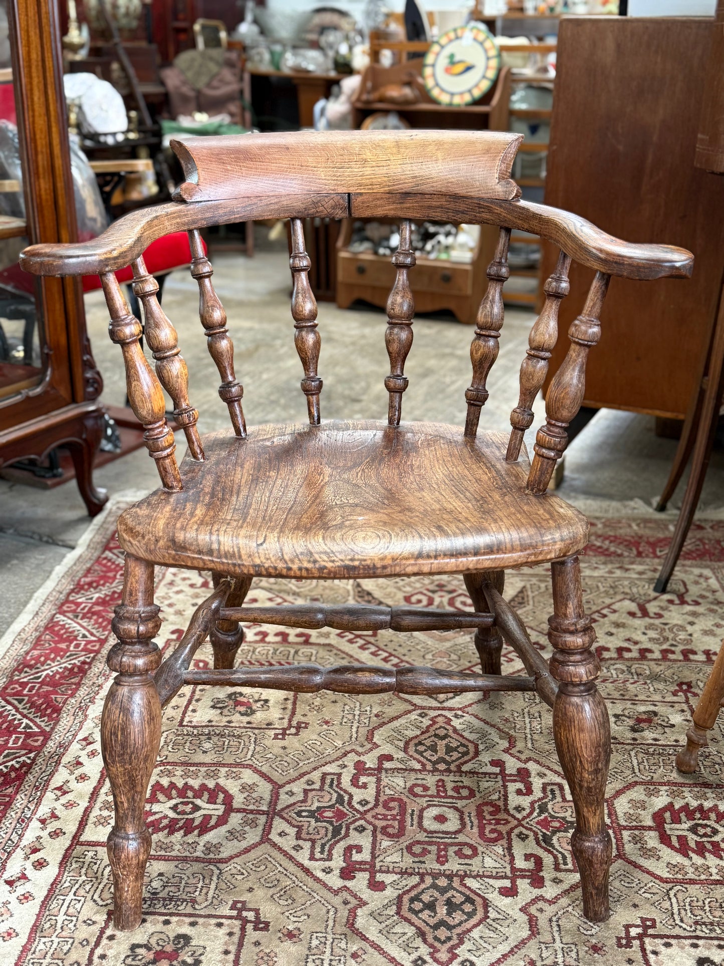Antique Smoker Bow Captian’s Chair - Nathaniel’s Antiques