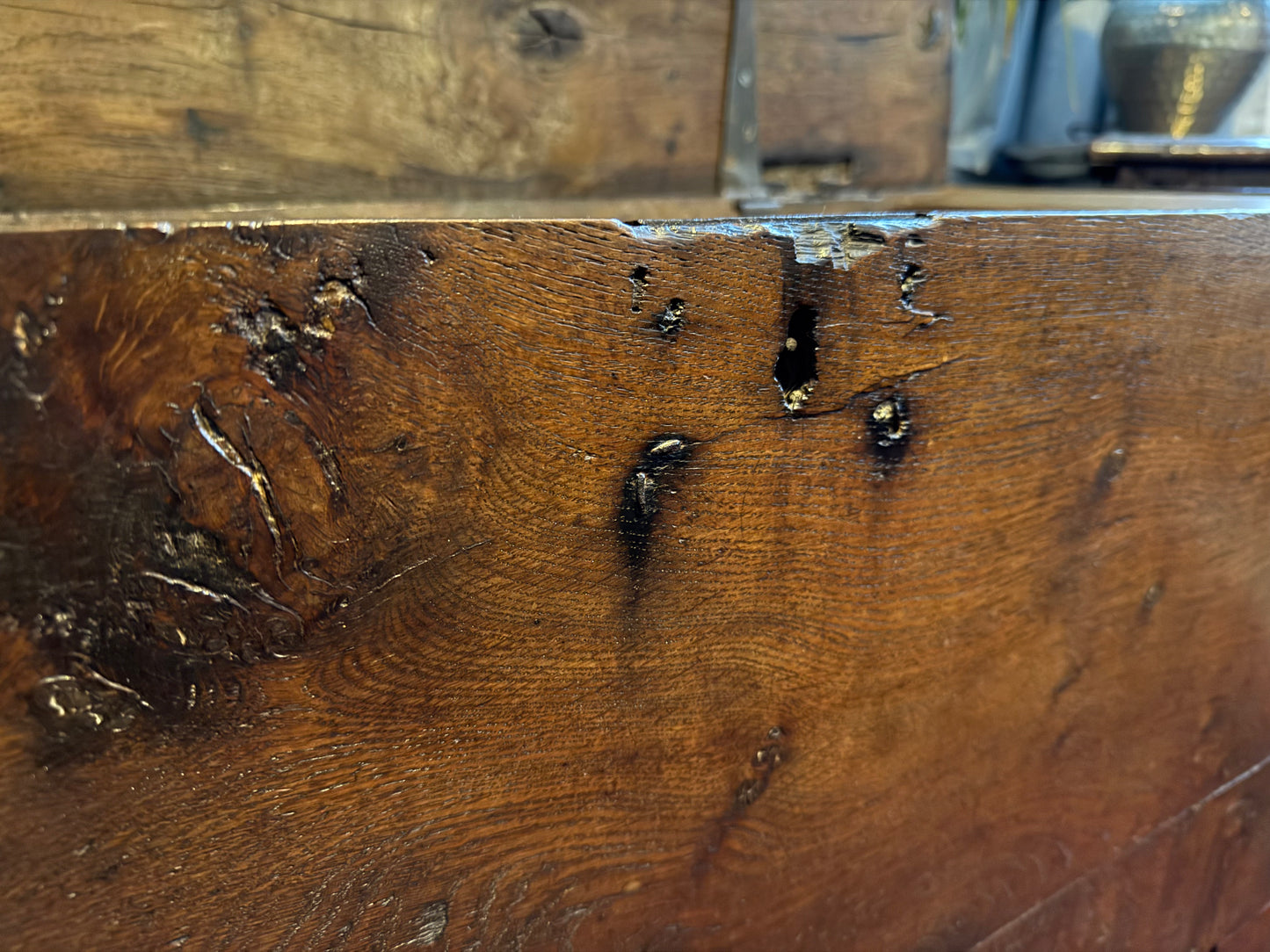 Antique 6 Plank Elm Oak Coffer - Nathaniel’s Antiques