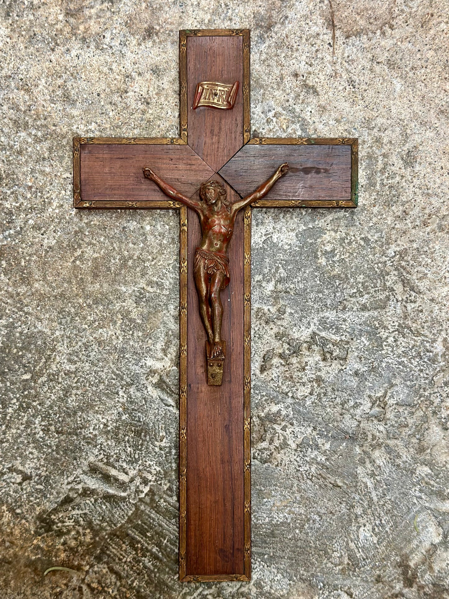 Wood and Brass Crucifix