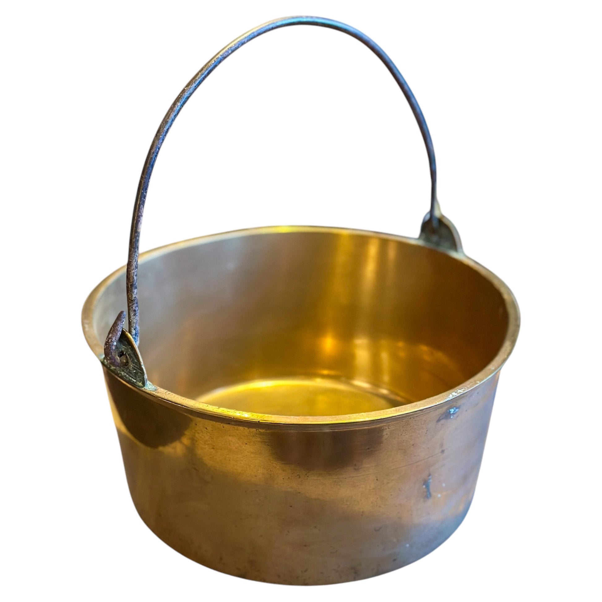 Antique Bronze Cooking Pot with Cast Iron Handle