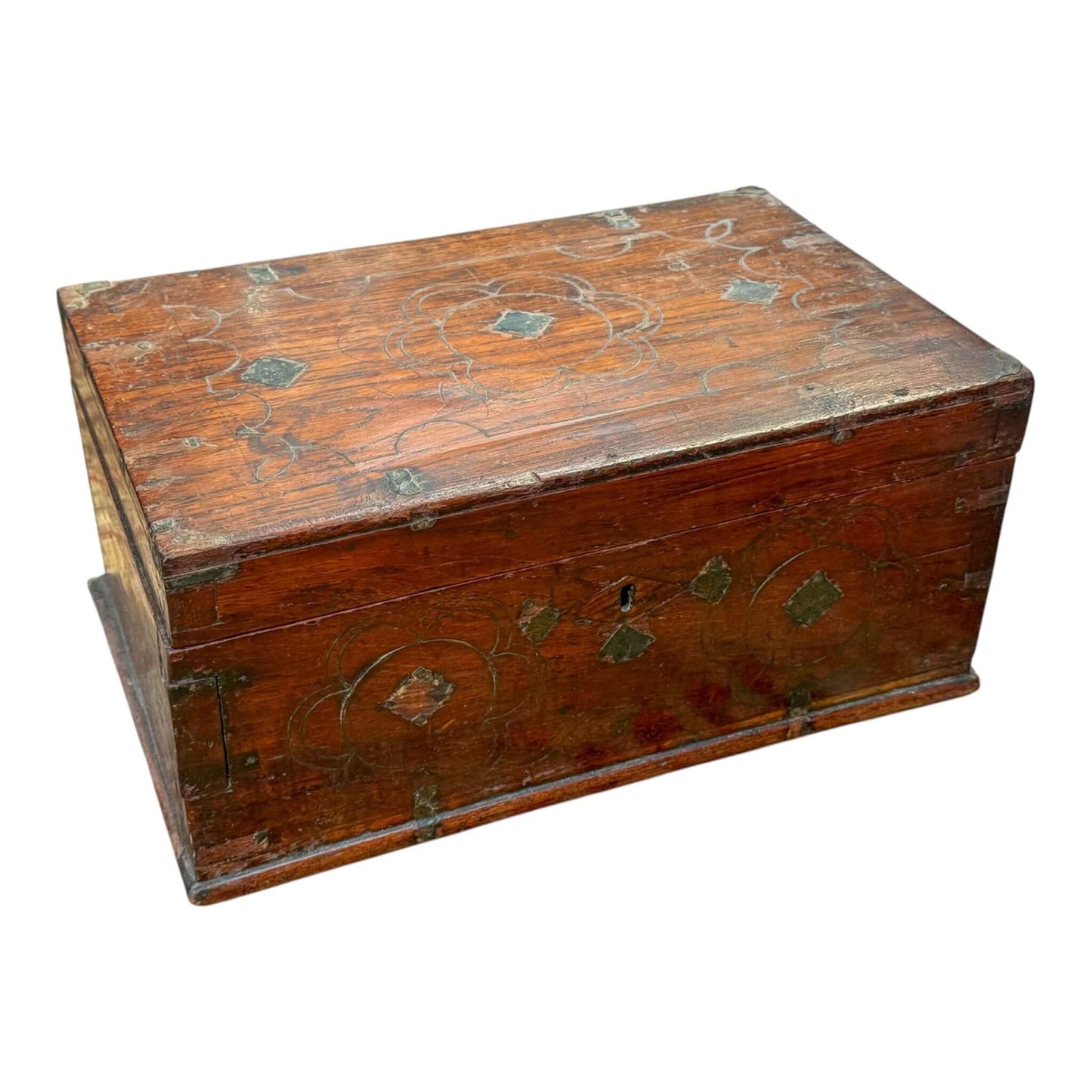 Elegant antique inlaid jewelry box, perfect for storing precious items