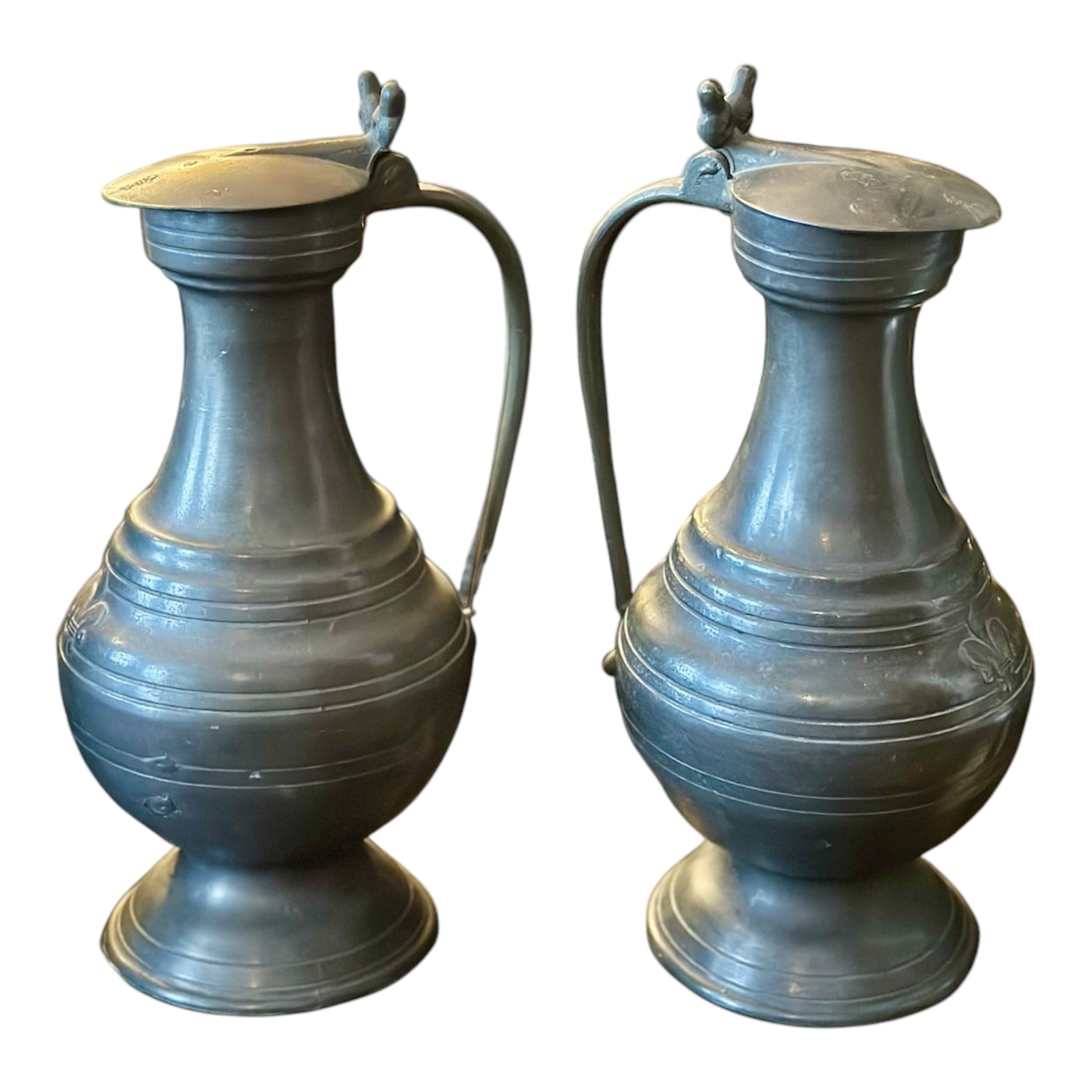 Pair of Spelter Water Jugs 